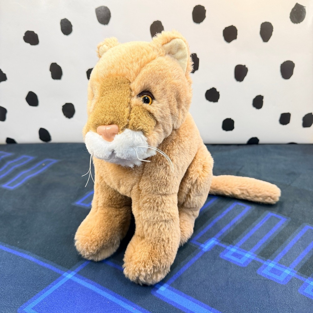Vtg Mountain Lion Cougar Plush Stuffed Animal Cat Korea Garnetted Clippings 10"